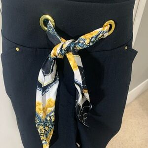 Black shorts with Gold and White Scarf Belt